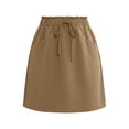 thumbnail image 7 of Wovilon Women's Drawstring Waist A-Line Mini Skirt with Side Pockets, Relaxed Fit Cotton Spandex Short Skirt, Lightweight Breathable Versatile Solid Color, 7 of 7