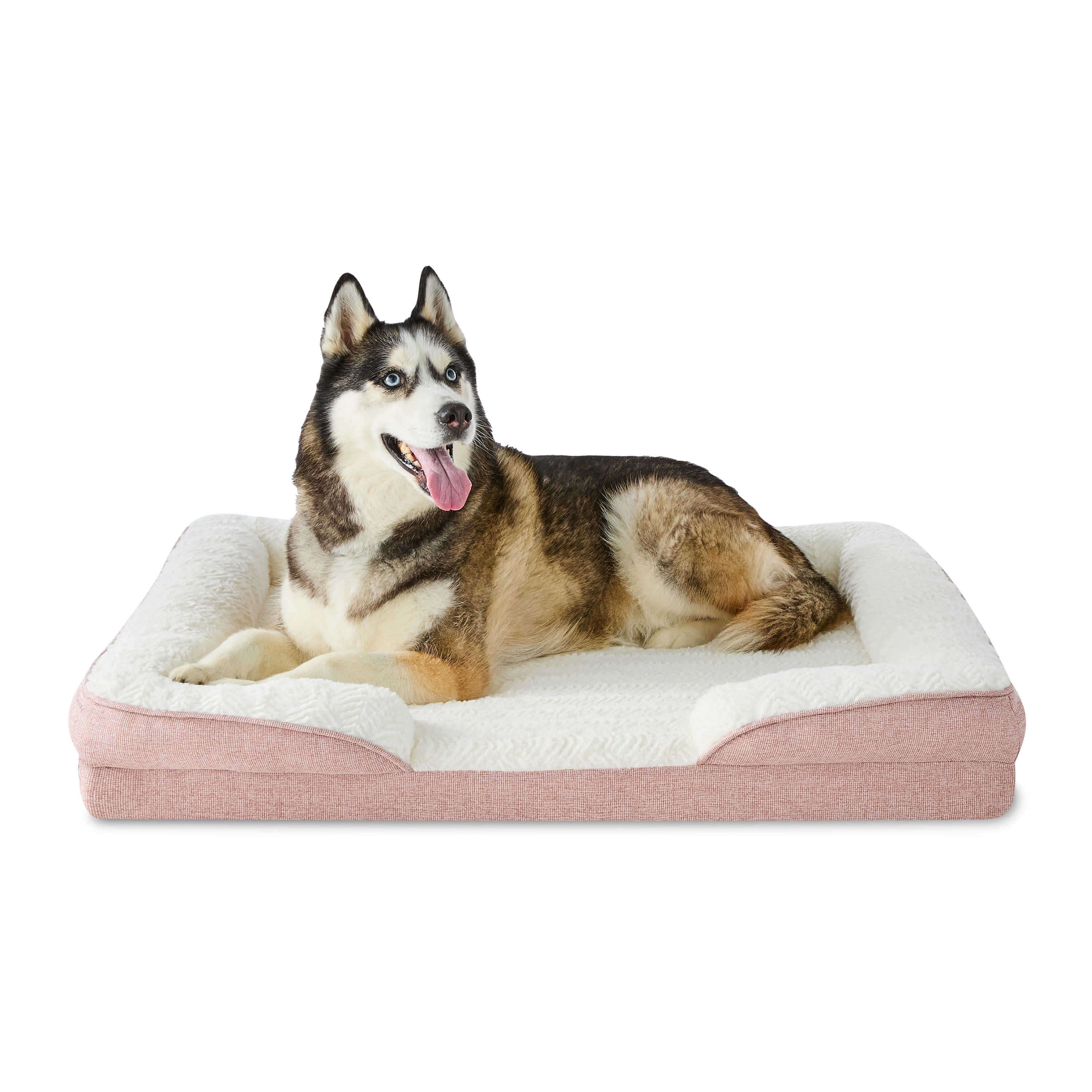Vibrant Life Large Orthopedic Bolster Dog Bed, Pink, 32" x 42"