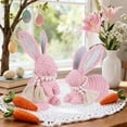 thumbnail image 2 of JEWLALO 2 Pack Woven Bunny Easter Decor - Bunny Decorations for Home, Spring Rabbit Figurines for Shelf Table Centerpiece (Pink), 2 of 7
