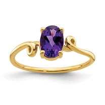 Primal Gold 14 Karat Yellow Gold 7x5mm Oval Amethyst ring