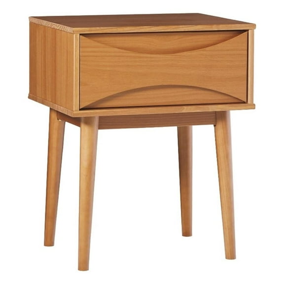Pemberly Row Contemporary 20" Solid Wood 1 Drawer Nightstand in Caramel