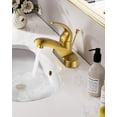 thumbnail image 3 of Wowow 4 in. Centerset Single Handle Low Arc Bathroom Faucet with Lift Rod Drain Assembly Included in Gold, Rv Lavatory Taps 3 Hole, 3 of 8