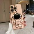 thumbnail image 2 of Compatible with iPhone 14 Pro Max Case Plating Astronaut Kickstand Cute Pattern Luxury Phone Case Soft TPU Designed for iPhone 14 Pro Max Case Girls Women -Pink, 2 of 13