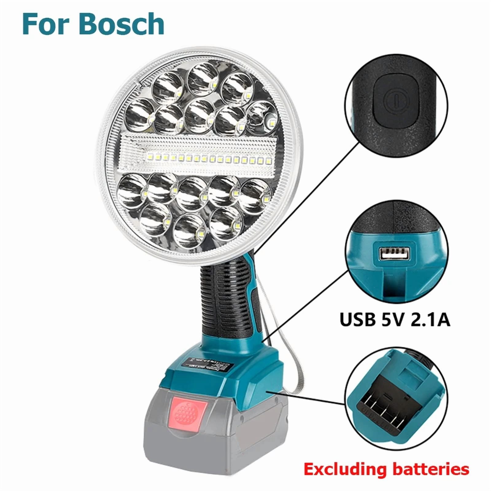 Portable flashlight LED Work Light For Makita/Milwaukee/Dewalt/Bosch/Black&Decker/Craftsman/Ryobi 14.4V 18V 20V Lithium Battery