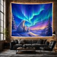 thumbnail image 6 of Polar Bear Family Under Northern Lights Dreamy Fantasy Style for Wildlife Lovers Arctic Wall Decor Christmas Gift Tapestry Wall Hanging for Bedroom, Nursery and Living Room, 6 of 7
