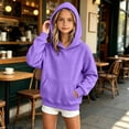thumbnail image 5 of Tdoqot Girls Cotton Hoodies- Casual Long Sleeve Soft Fashion Kids Pullover Sweatshirt Purple Size 8, 5 of 7