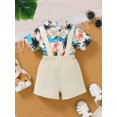thumbnail image 4 of PureChapter Baby Boys' Clothing Sets Boys Summer Outfits Tropical Palm Tree Print Short Sleeve Bow Tie Shirt & Suspender Shorts 2-Piece, 4 of 9