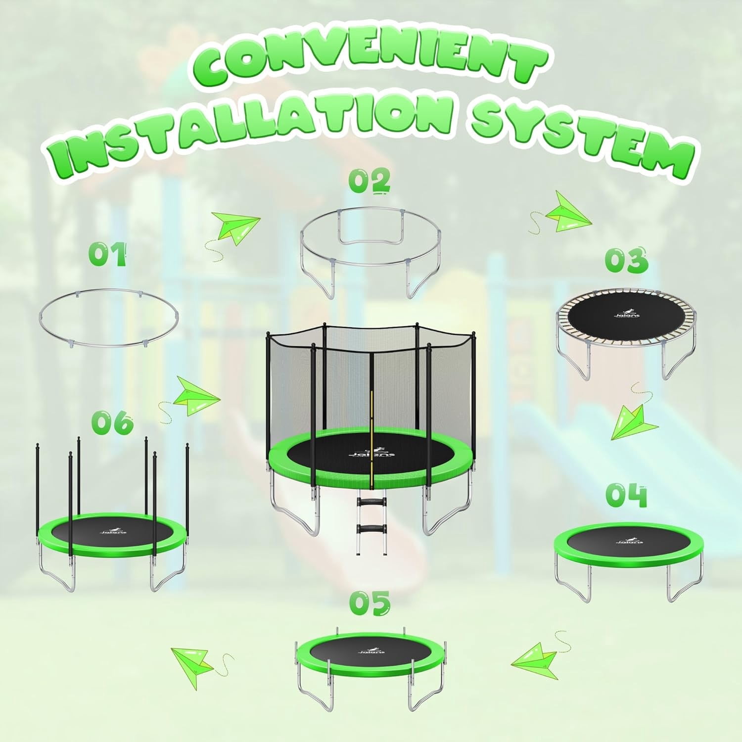 Outdoor Trampolines 8ft 10ft 12ft 14ft 15ft,Exercise Trampolines with Enclosure Net and Ladder,Recreational Anti-Rust Trampolines for Kids and Adults