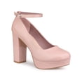 thumbnail image 1 of BLISSFUL STEP Escarpins à Talon Bloc pour Femmes Plateforme Bride à la Cheville Bout Rond Talon Rose 10, 1 of 7