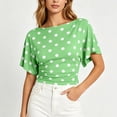 thumbnail image 5 of Zpzdpjkx Women's Polka Dots Boat Neck Short Sleeve Top, Back Tie Waist Ruched Slim Fit Casual Blouse, 5 of 7