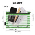 thumbnail image 3 of Dailycode 2 Pack Pencil Pouch for 3 Ring Binder Smooth Zipper Folders with Pockets Clear Window Pencil Case, Green White Stripe, 3 of 5