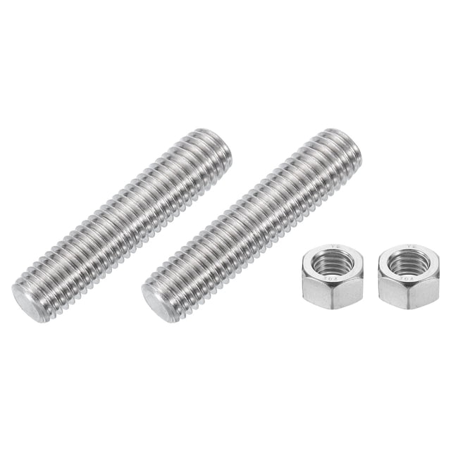 5/8"-11 Fully Threaded Rod, 2Pcs 304 Stainless Steel 2.8" Long Threaded Screw