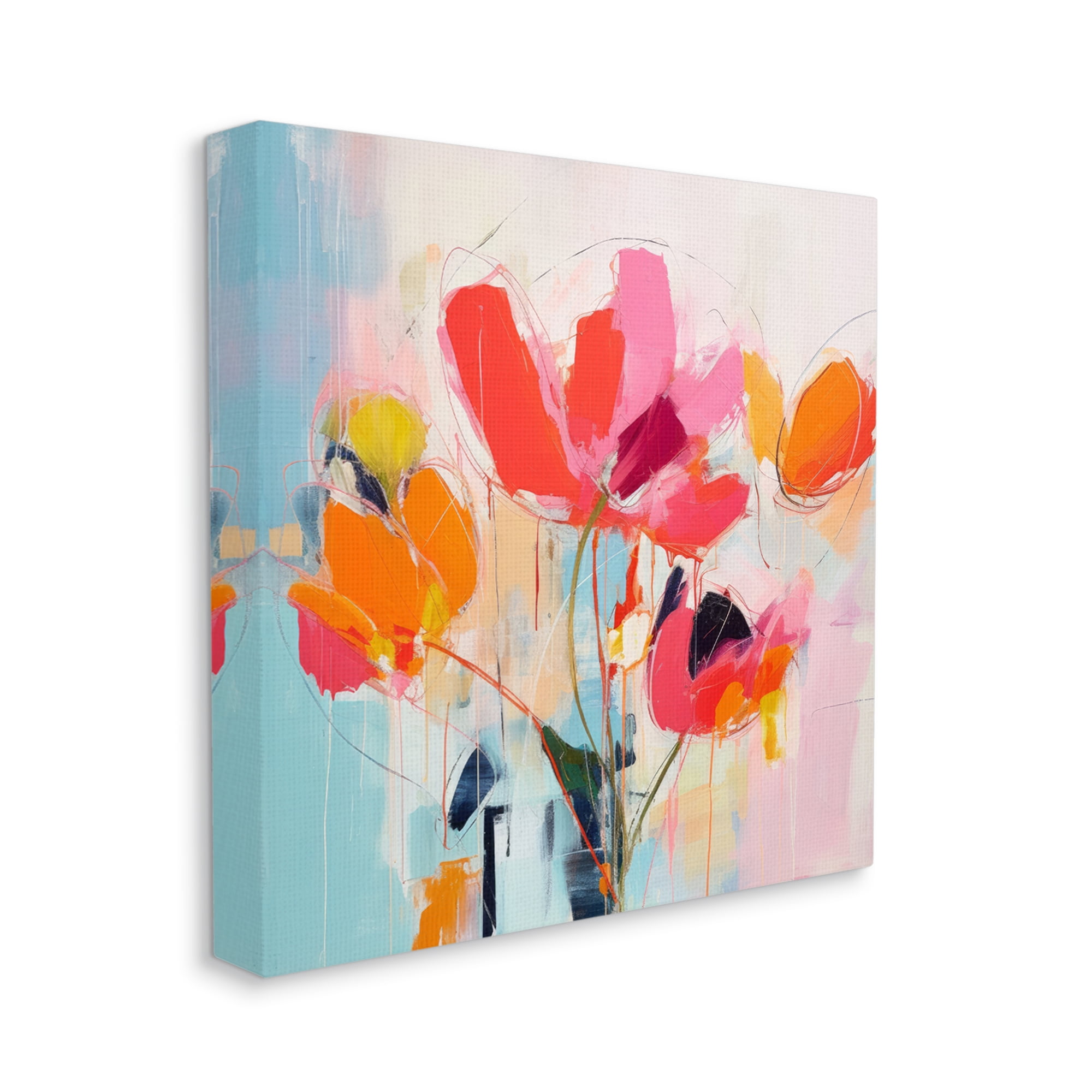 Stupell Industries Abstract Pink Florals Abstract Painting Gallery Wrapped Canvas Art Print Wall Art, 36 x 36