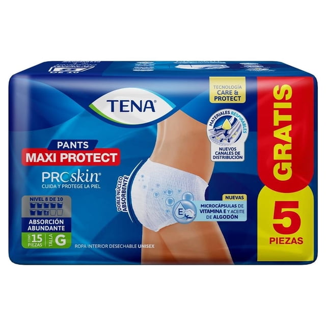 Ropa interior desechable Tena Pants Maxi Protect talla grande 10 pzas + 5 gratis