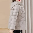 thumbnail image 5 of Puffer Quilted Jacket for Women with Detachable Hood Pockets Cropped Full-zip Warm Winter Down Coat Outerwear (2XL, Beige), 5 of 5