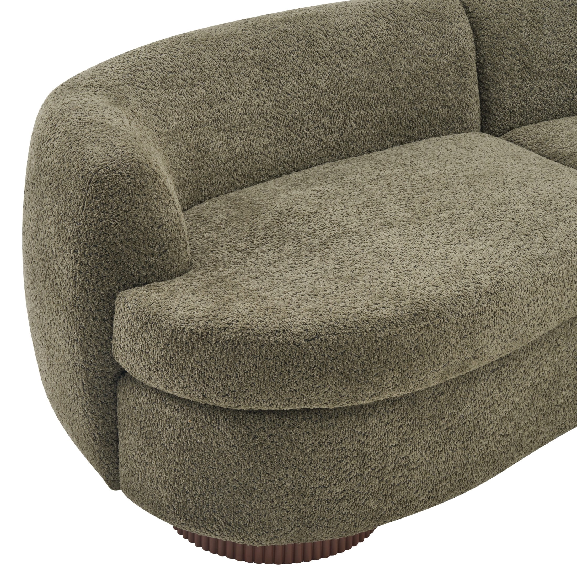 Christopher Knight Home 81.1" Curved Modular Boucle Sofa, 3-Seat Living Room Couch, Olive Green