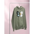 thumbnail image 3 of Half Butterfly Half Daisy Hoodie Women -Image by Shutterstock, Female 3X-Large, 3 of 4
