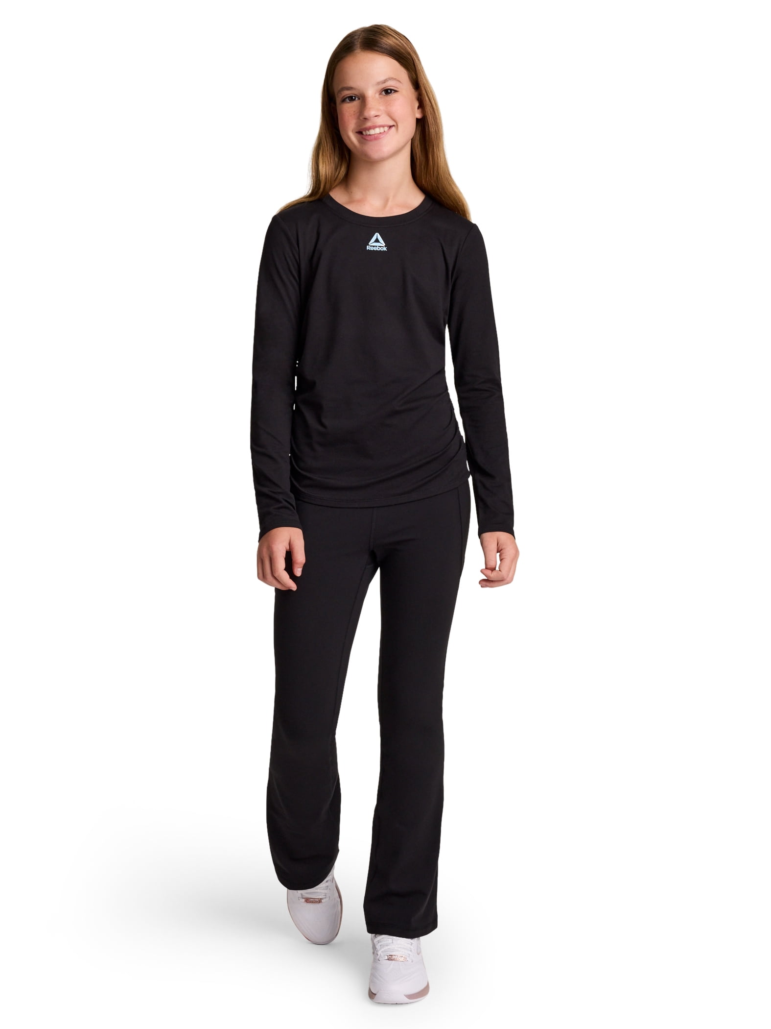 Reebok Girl's Legacy Side Ruched Long Sleeve Performance Top, Sizes 4-18