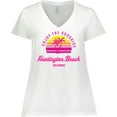 thumbnail image 3 of Inktastic Summer Enjoy the Sunshine Huntington Beach California Pink Women's Plus Size V-Neck T-Shirt, 3 of 5