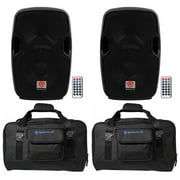 (2) Rockville BPA8 8" 600w DJ PA Speakers w Bluetooth+Weather proof Carry Bags