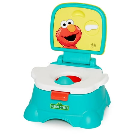 UPC: 0031878249413 | Sesame Street Elmo Hooray! 3-in-1 Potty Chair Toilet Trainer and Step Stool Pretend Flush Handle Gender Neutral Toddler Potty for Boys & Girls – Blue
