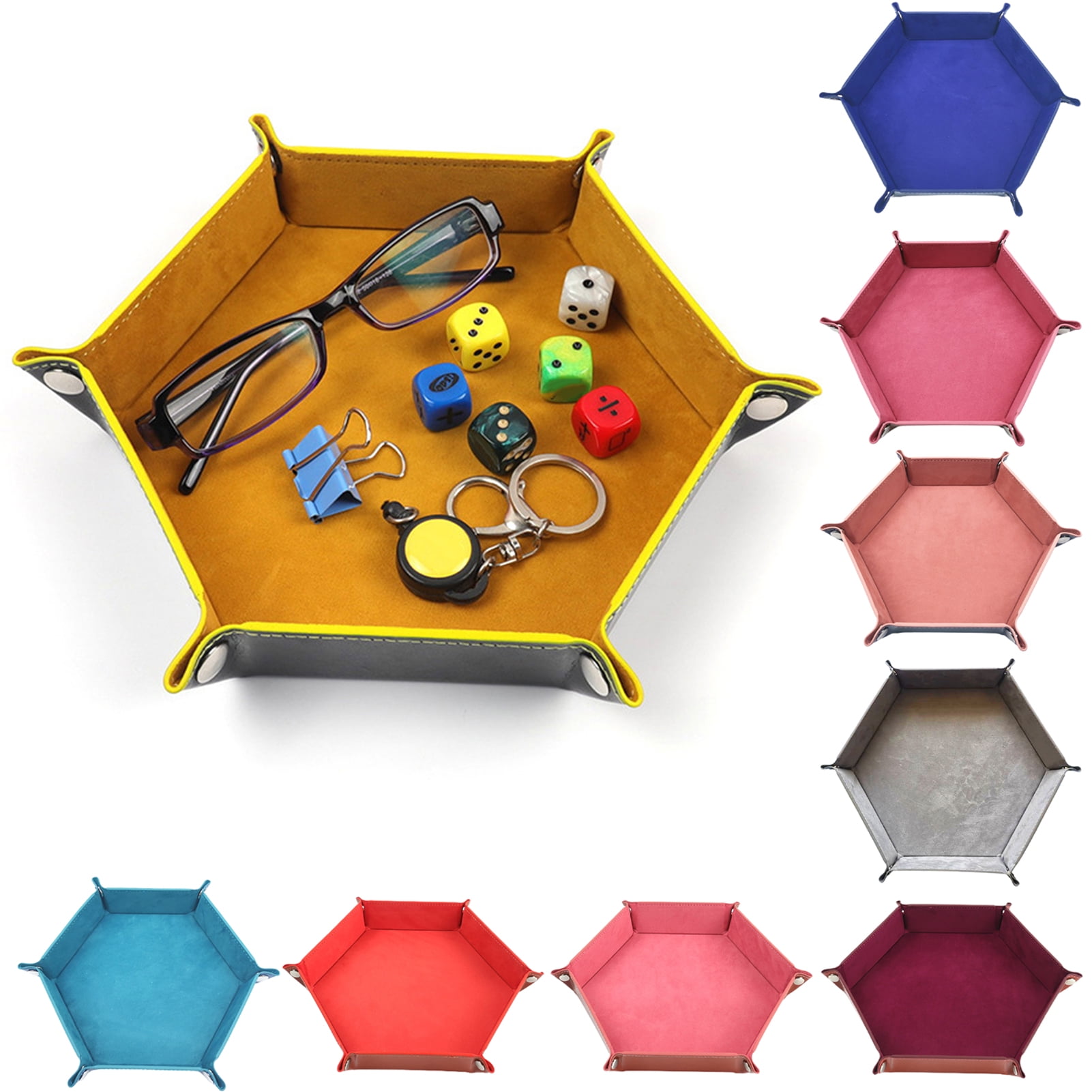 Portable Double-Side Velvet Dice Tray Hexagon DND RPG Role Play Rolling Tray 