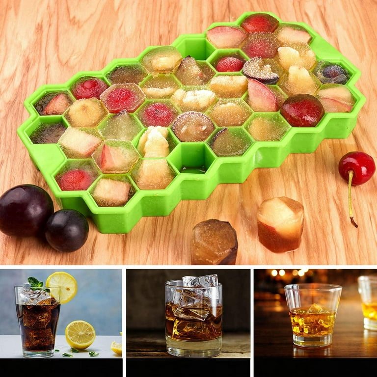 Suptree Silicone Ice Cube Trays with Lids for Freezer 3 Pack Mini 24 Cubes per Tray for Cocktail Whiskey Chocolate