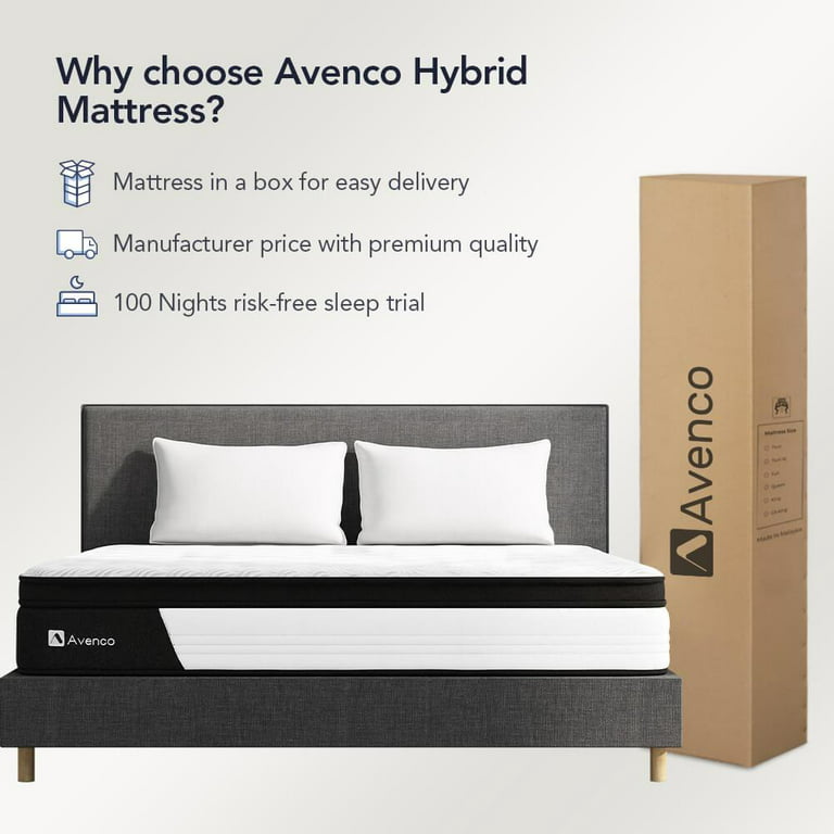 Avenco 12 Inch Queen Size Memory Foam Hybrid Mattress in a Box with Medium  Firm, Queen Size Mattress 