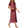 thumbnail image 3 of Housecoat Women's Short Sleeve Zipper Robe Long Nightgown Lougewear with Pockets S-XXL, 3 of 7