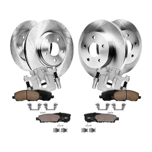 Front and Rear Brake Pad Rotor and Caliper Set - Compatible with 2007 - 2017 Jeep Patriot 2008 2009 2010 2011 2012 2013 2014 2015 2016