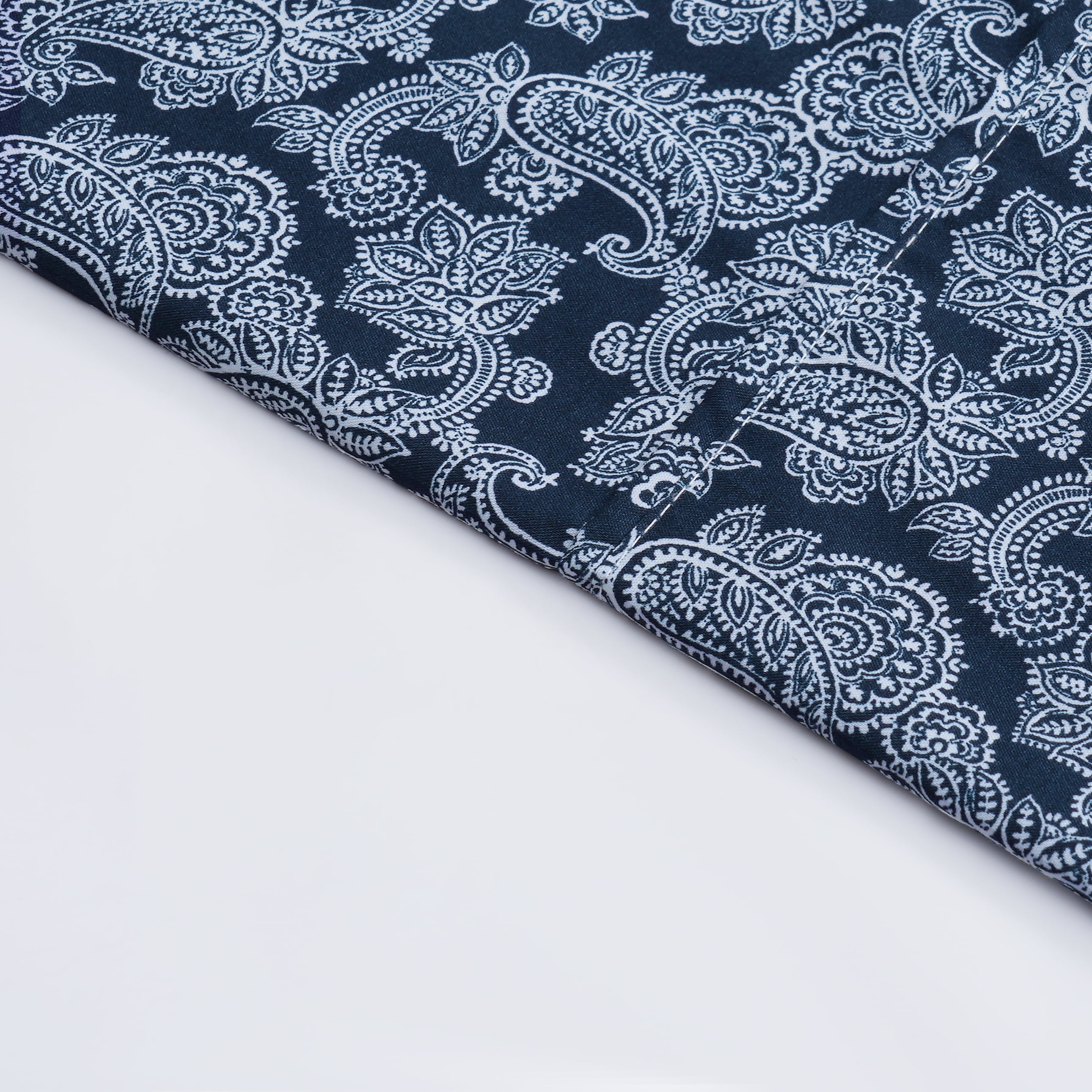 Mainstays Super Soft Brushed Microfiber Bed Sheet Set, Navy Blue Hayden Paisley Print, Twin-XL, 3 Piece