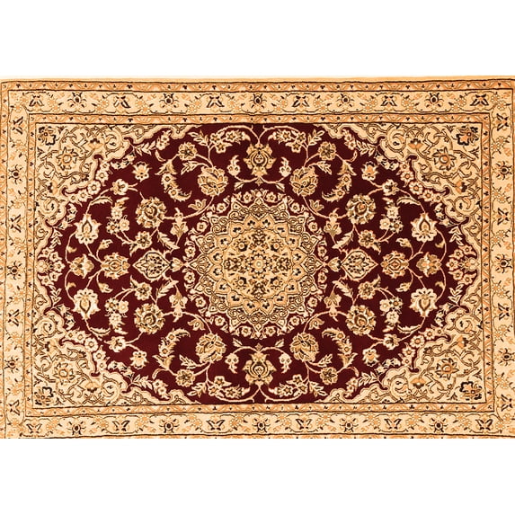 Ahgly Company Indoor Rectangle Medallion Orange Traditional Area Rugs, 2' x 4'