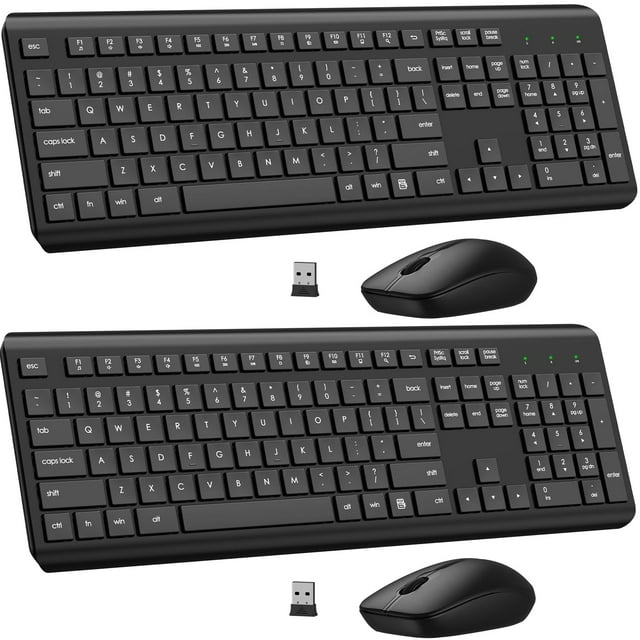 Combo de teclado y ratón inalámbricos EDJO de tamaño completo de 2,4 G (paquete de 2)