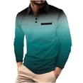 thumbnail image 1 of Blusa y camisa de manga larga con cuello vuelto para hombre, camisa deportiva de color liso con solapa y botones, blusa de poliéster de manga larga con solapa para hombre, 1 of 4