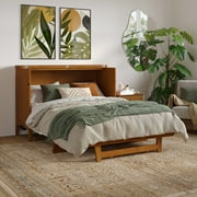 AFI Santa Fe Full Wood Murphy Bed Chest with 6 Mattress and Charger, Light Toffee