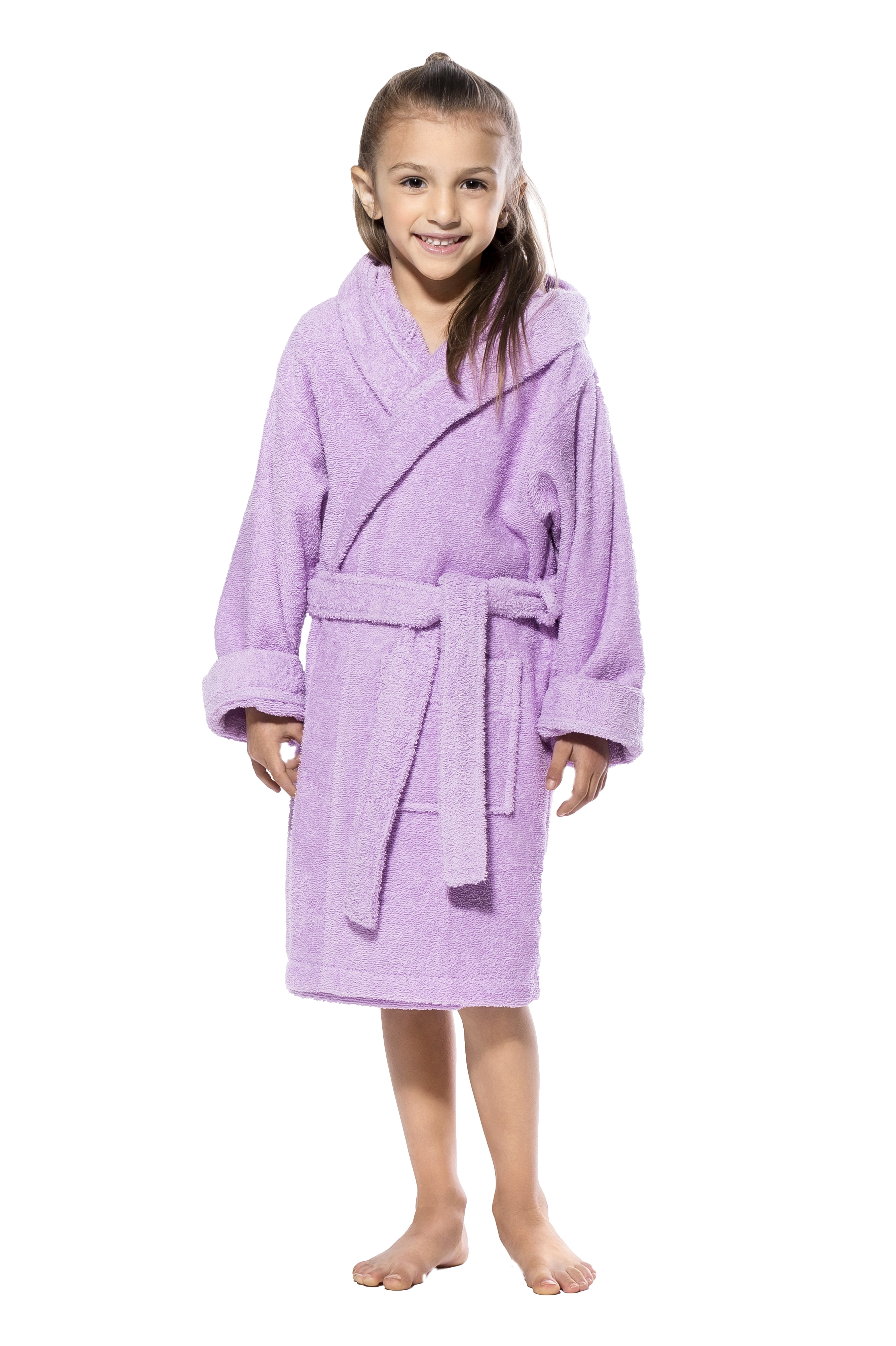 Turquaz Linen 100 Turkish Cotton White Hooded Terry Kid's Bathrobe