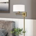 thumbnail image 4 of Livex Lighting 1-Light Swing Arm Modern Metal Wall Lamp in Antique Brass/Oatmeal, 4 of 10