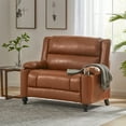 thumbnail image 2 of GDF Studio Upham Contemporary Faux Leather Oversized Pushback Recliner, Cognac Brown and Espresso, 2 of 12