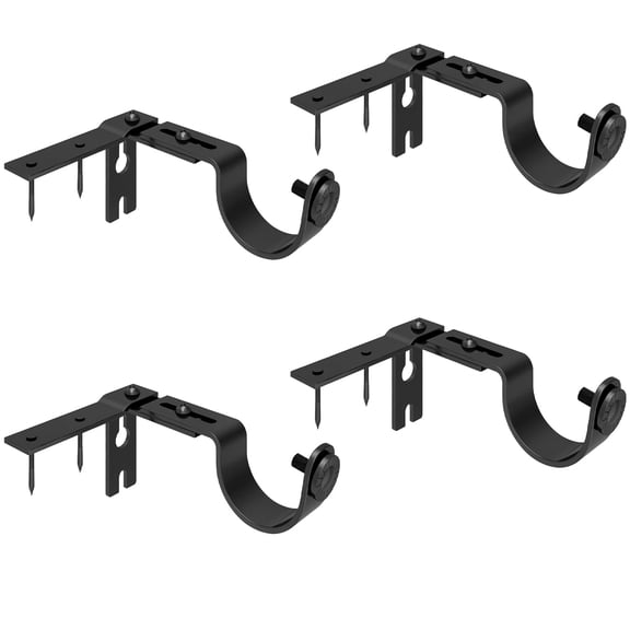 4pcs Adjustable Curtain Rod Brackets, Suitable for Walls, Curtain Rods, Curtain Rod Mounts, Easy Installation, Fits 1-1.5 Inch Curtain Rods (Black)