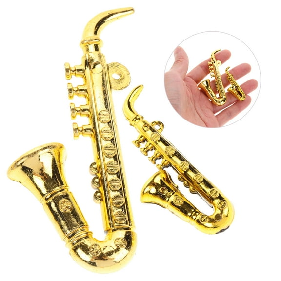FONDOTIN Miniature Saxophone Ornaments Golden 20Pcs 2.95X1.77X0.39in