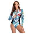 thumbnail image 1 of Traje de baño de una pieza sexy para mujer, traje de baño de manga larga con cremallera y estampado de aguas termales para surf y buceo para mujer, 1 of 6