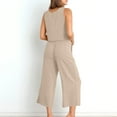 thumbnail image 6 of Casual Linen Pants Sets for Women, 2 Piece Summer Outfits, Casual Sleeveless Crop Tank Tops Wide Leg Capris Pants Beach Vacation Travel Outfit Sets Matching Clothing, 6 of 9