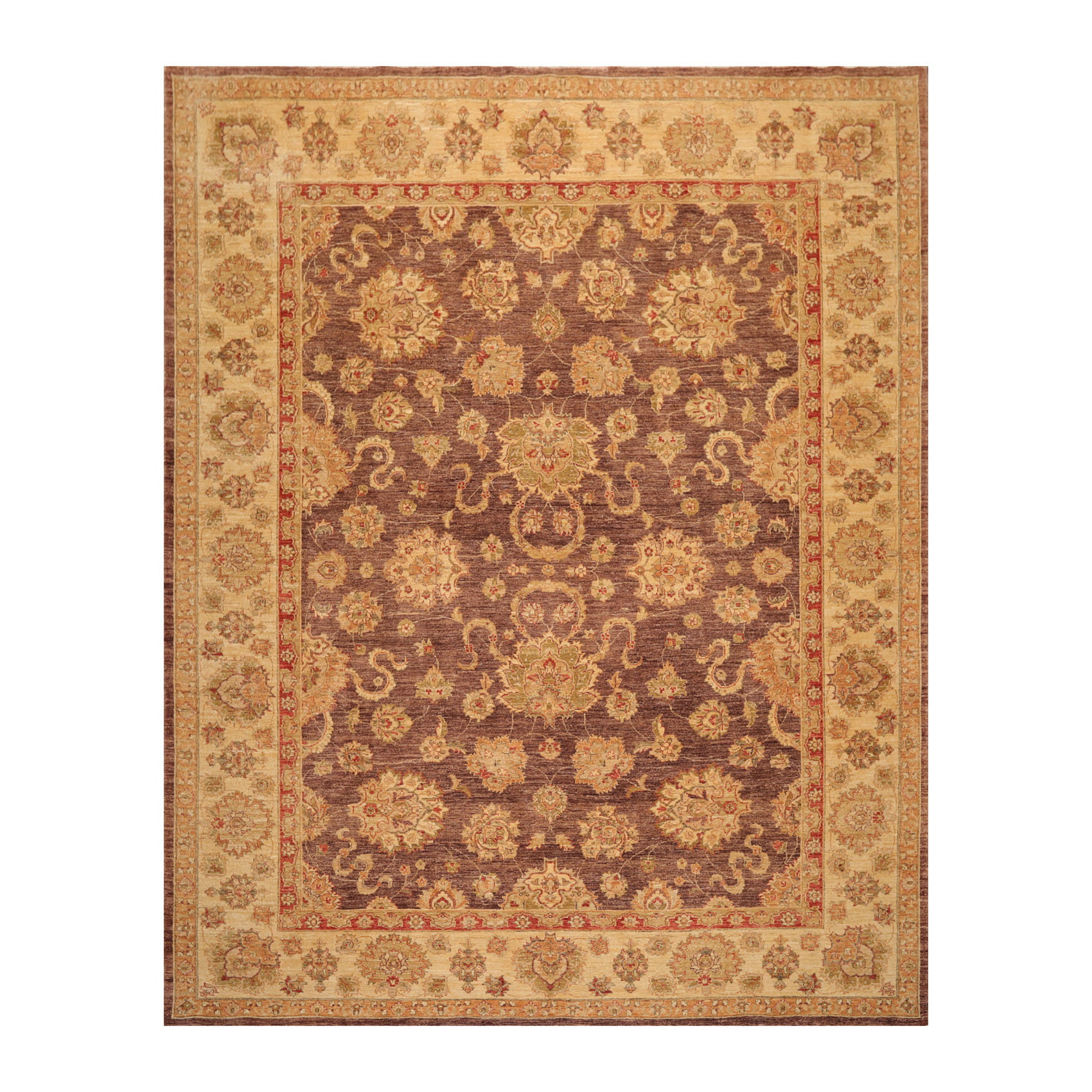 9 1 X11 3 Hand Knotted Wool Peshawar, Aubergine Area Rugs