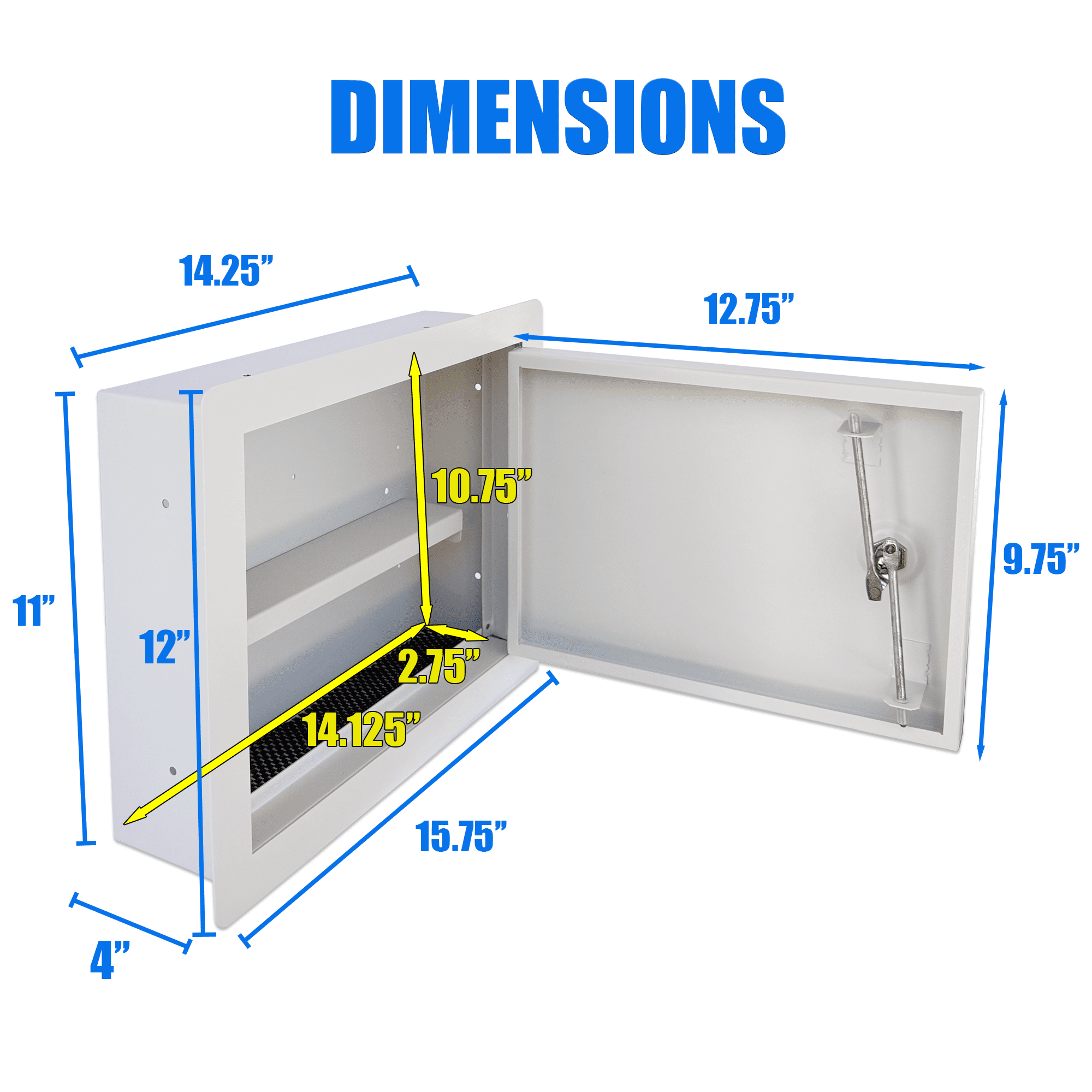 In-Wall Safe with Key Lock – Heavy-Duty Steel Lockable Hidden Wall Compartment for Secure Storage, Wall Safe Box for Jewelry, Cash, and Documents – 15.75-Inch Exterior Width, White