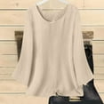 thumbnail image 4 of Womens Tops Cotton Linen Long Sleeve Shirt Casual Plain Spring Summer T-Shirts Oversized Loose Ladies Elegant Baggy Tunic Top, 4 of 7