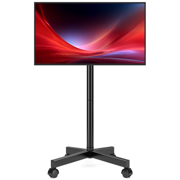Hemudu Rolling TV Stand on Wheels for 23-60 inch Screens TVs, Portable Mobile TV Stand up to 35kg, Tall TV Floor Stand Cart with 3 Level Height Adjustable, Max VESA 400x400mm