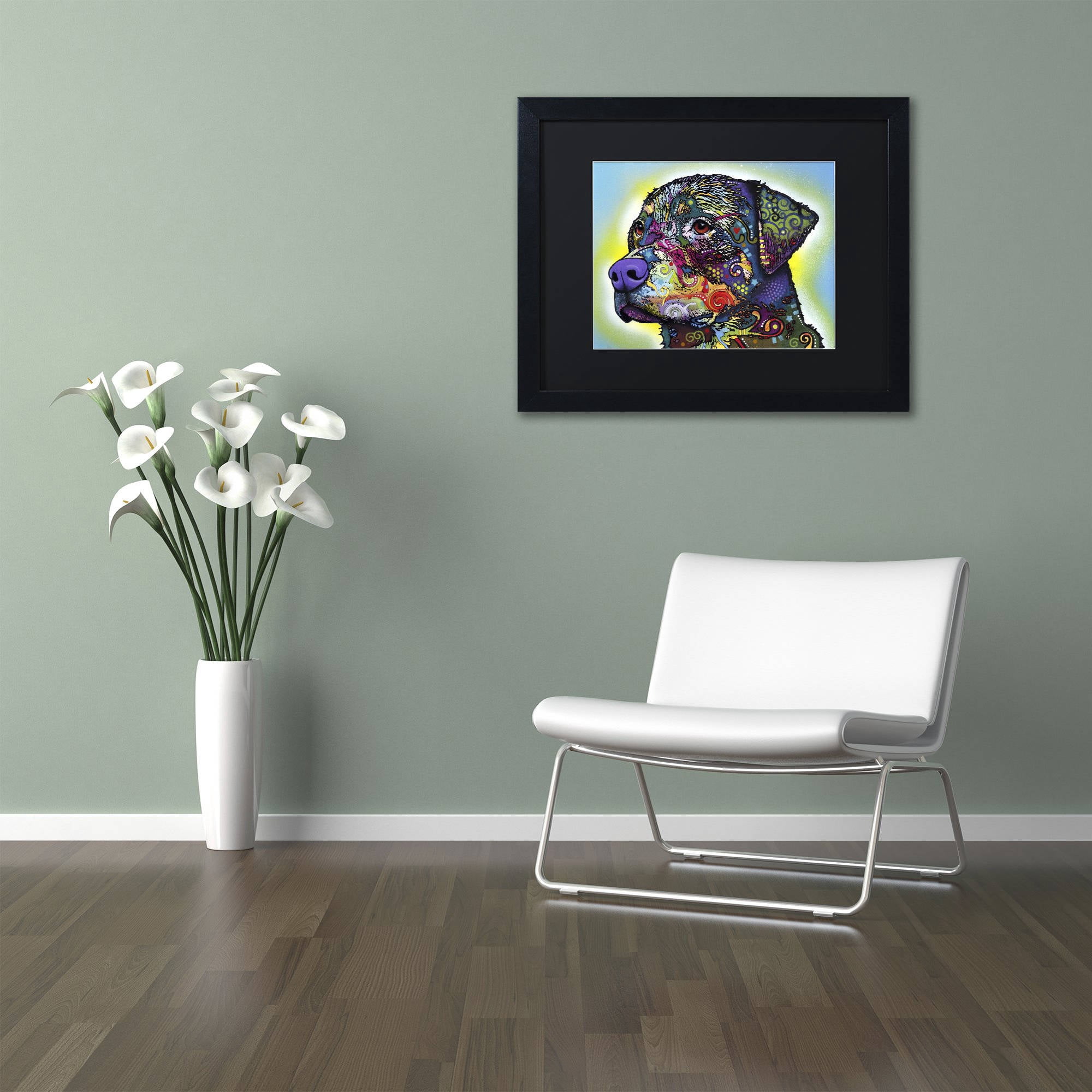 Trademark Fine Art "The Rottweiler" Canvas Art by Dean Russo, Black Matte, Black Frame