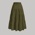 thumbnail image 4 of Levmjia Women Midi Skirt Flax Casual Solid Color Elastic Waist Button Front Zipper Side Slit Comfortable Beach Vacation Street Wear Summer, 4 of 6