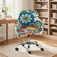 thumbnail image 2 of Xoenoiee Boho Mandala Flower Print Curved Back Chair Covers with Arms, Stretch Armchair Slipcover Velvet Mid Century Modern Armchair Slipcover Anti-Slip Furniture Protector for Living Room, 2 of 7