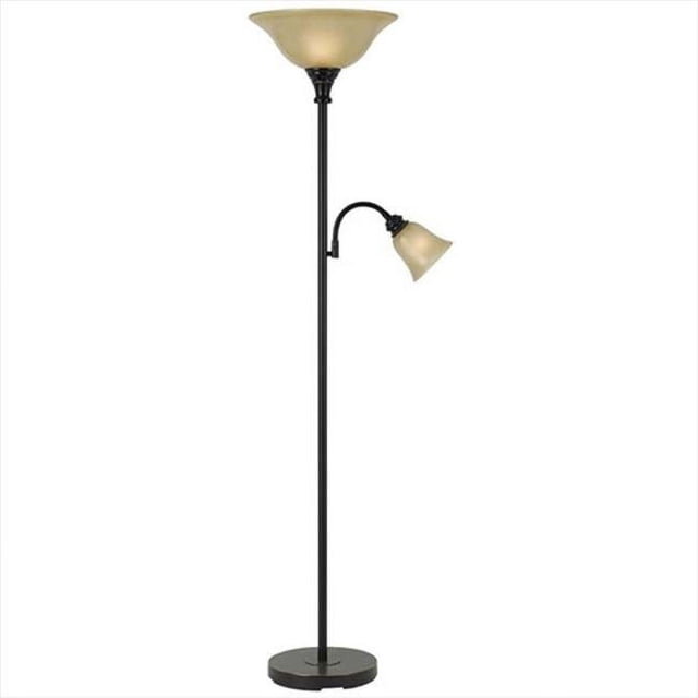 Cal Lighting BO-2391TR-DB 100 W Metal Torchiere Lamp With 60 W Reading Lamp- Dark Bronze Finish